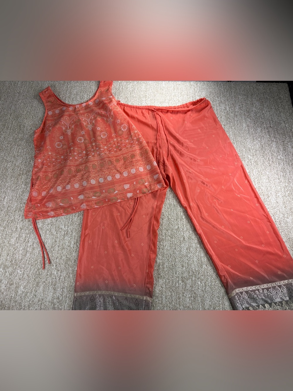 Dilemma Embroidered Coral Women's lounge Set. One Size